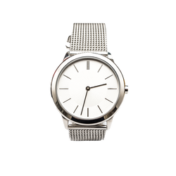 Women's Minimal Silver Watch with Silver Metal Straps