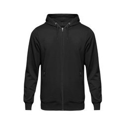 Black Hooded Sweat Shirt with Front Zipper