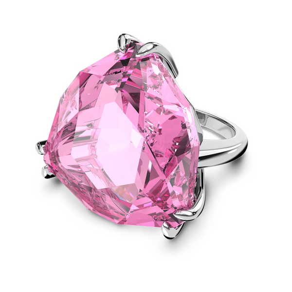 Pink Jeweled Silver Ring