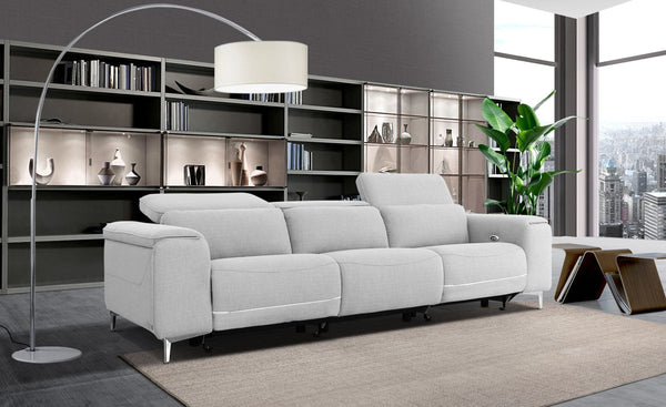 Amanda Living Room 3 Seat with Recliner Sofa White