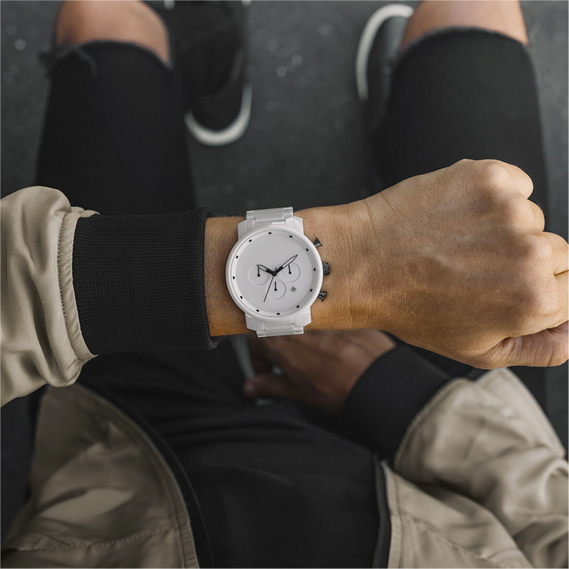 Glossy All White Minimal Men's Watch