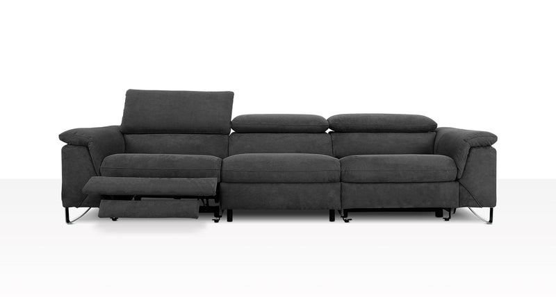 Rachel Living Room 3 Seat with Recliner Sofa Black