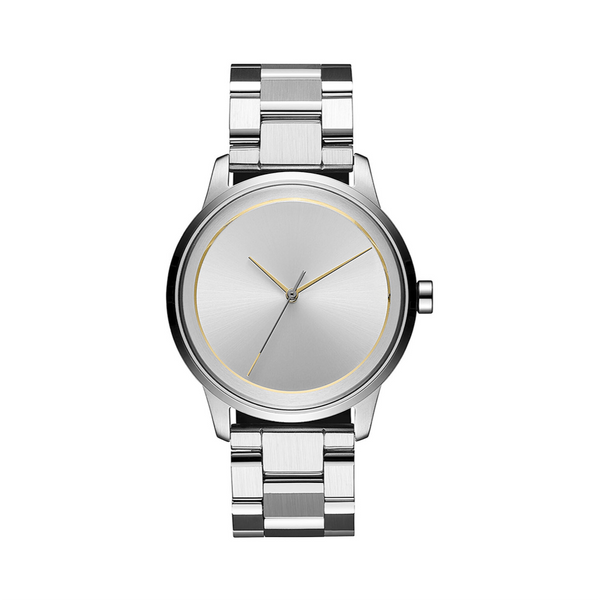 Metallic Silver Minimal Men's Watch