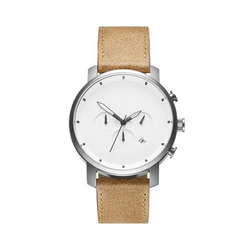 Leather Strap White Minimal Men's Watch